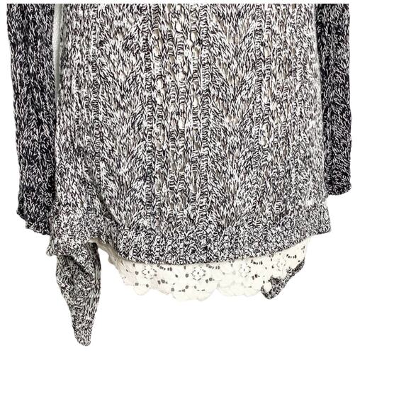 Anthropologie Leifnotes Dipped Lace Marled Sweater Lace Shirttail Small - Picture 5 of 7
